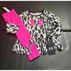 NWT Under Armour wild animal print peplum tunic & Leggings Girl Size 2T